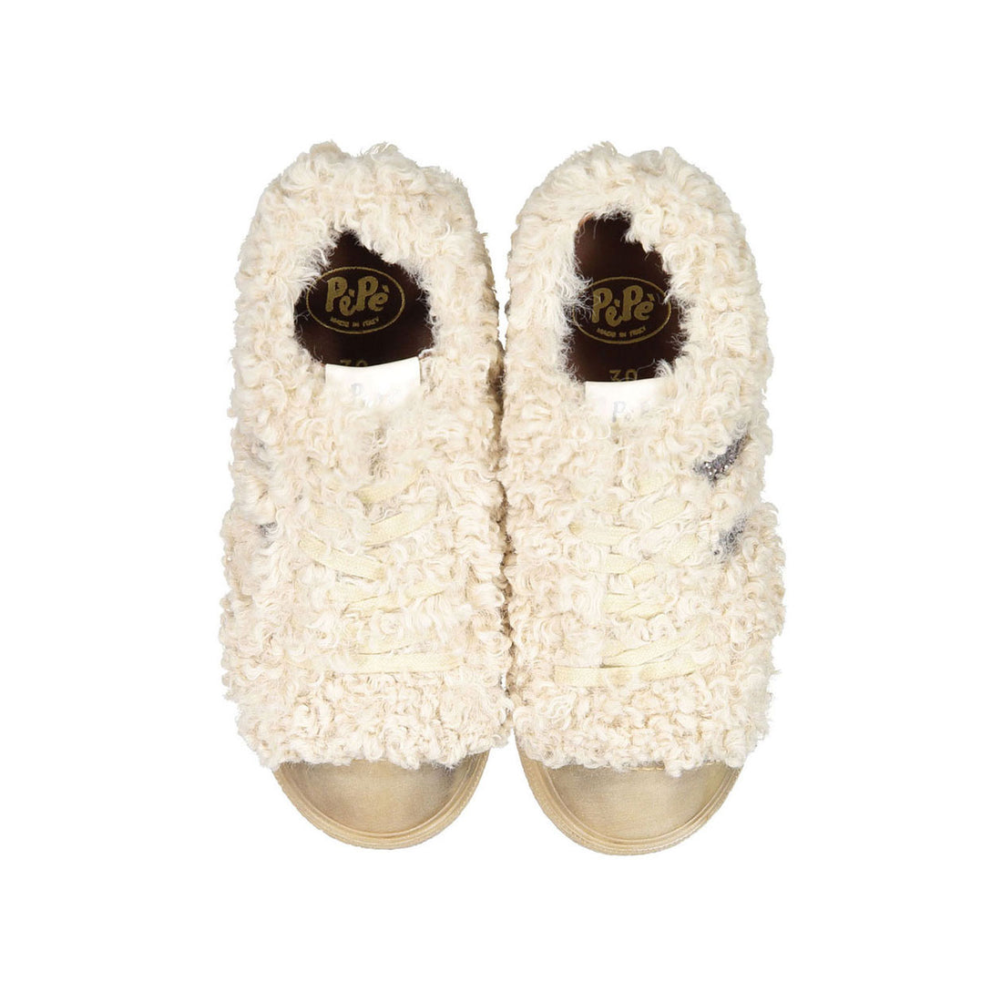 Pepe Beige Sheepskin Sneakers