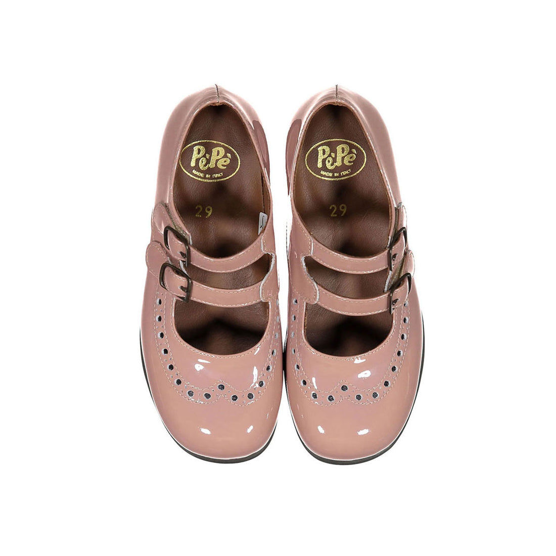 Pepe Nude Patent Double Buckle Mary Janes