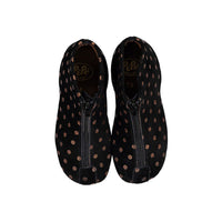 Pepe Black Dot Suede Zip Up Bootie