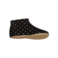 Pepe Black Dot Suede Zip Up Bootie