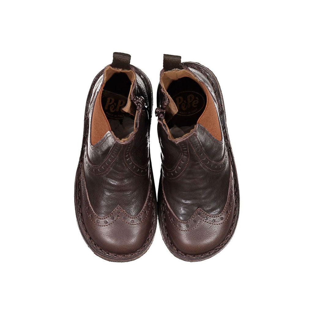 Pepe Chestnut Wingtip Chelsea Bootie