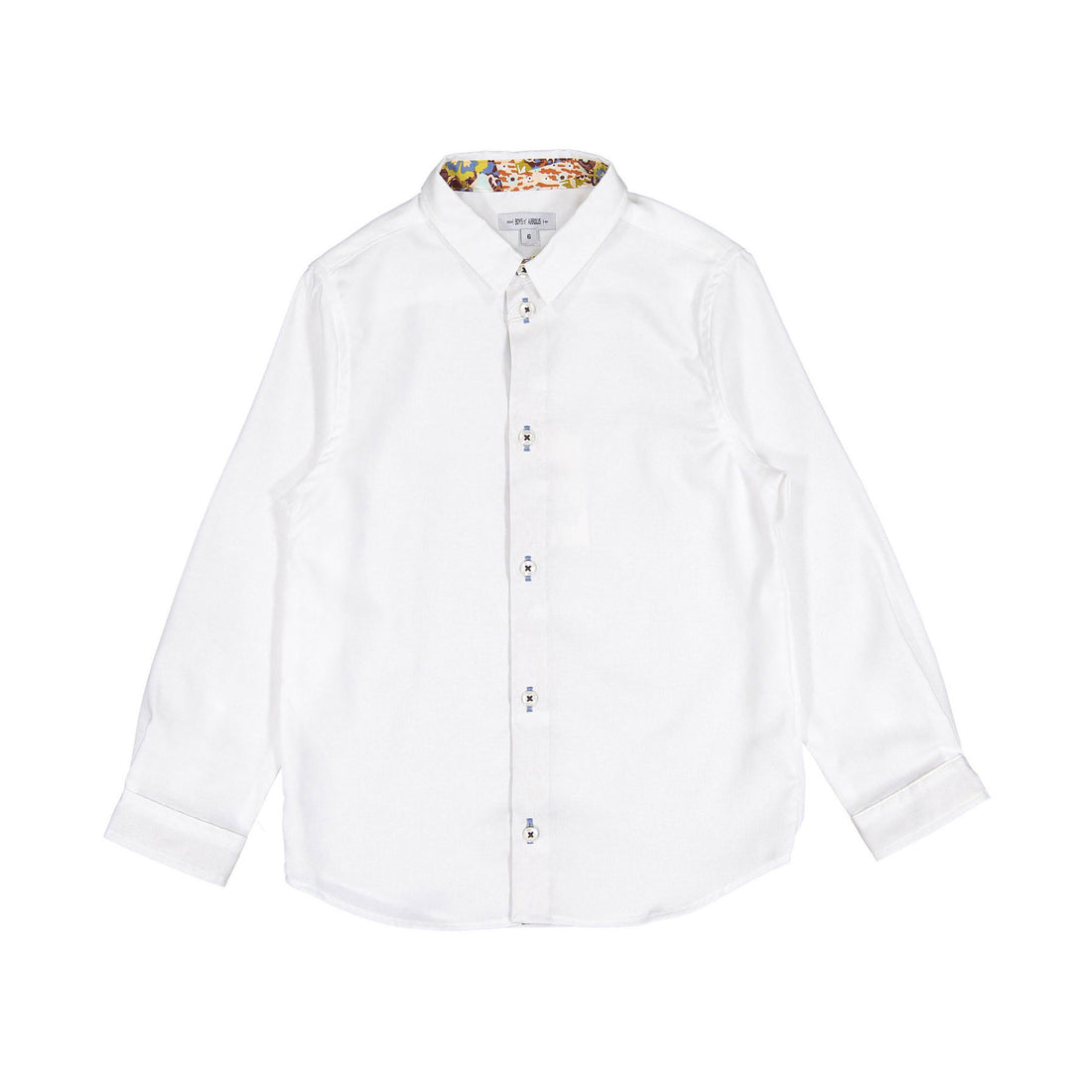 Boys and Arrows White Shirt Long Sleeves With Yellow Floral Collar