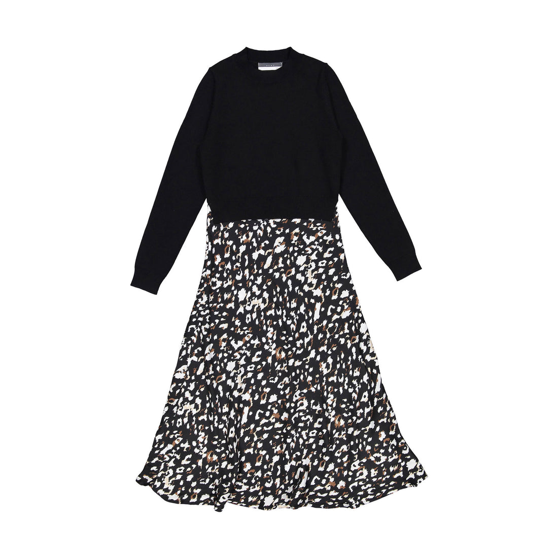 ROWE Black Printed Slip Dress with Knit Sweater