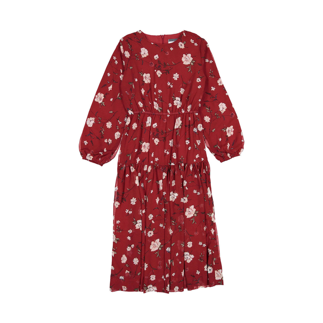 ROWE Red Flower Printed Gathered Dress