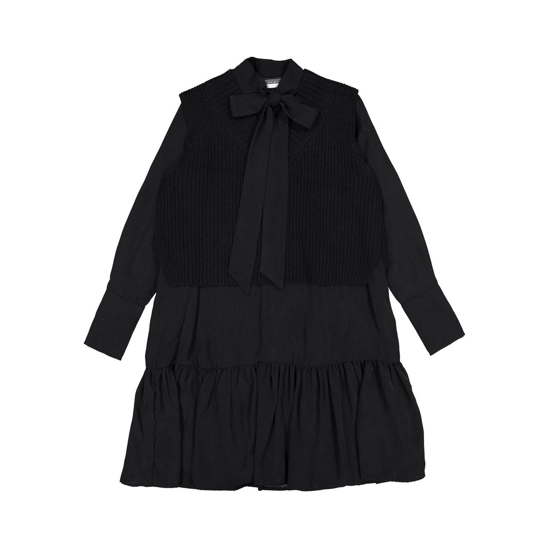 ROWE Black Printed Dress with Knit Vest