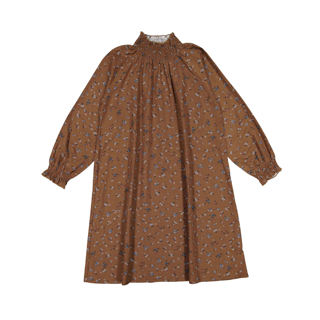 ROWE Brown Floral Smocked Neck Dress