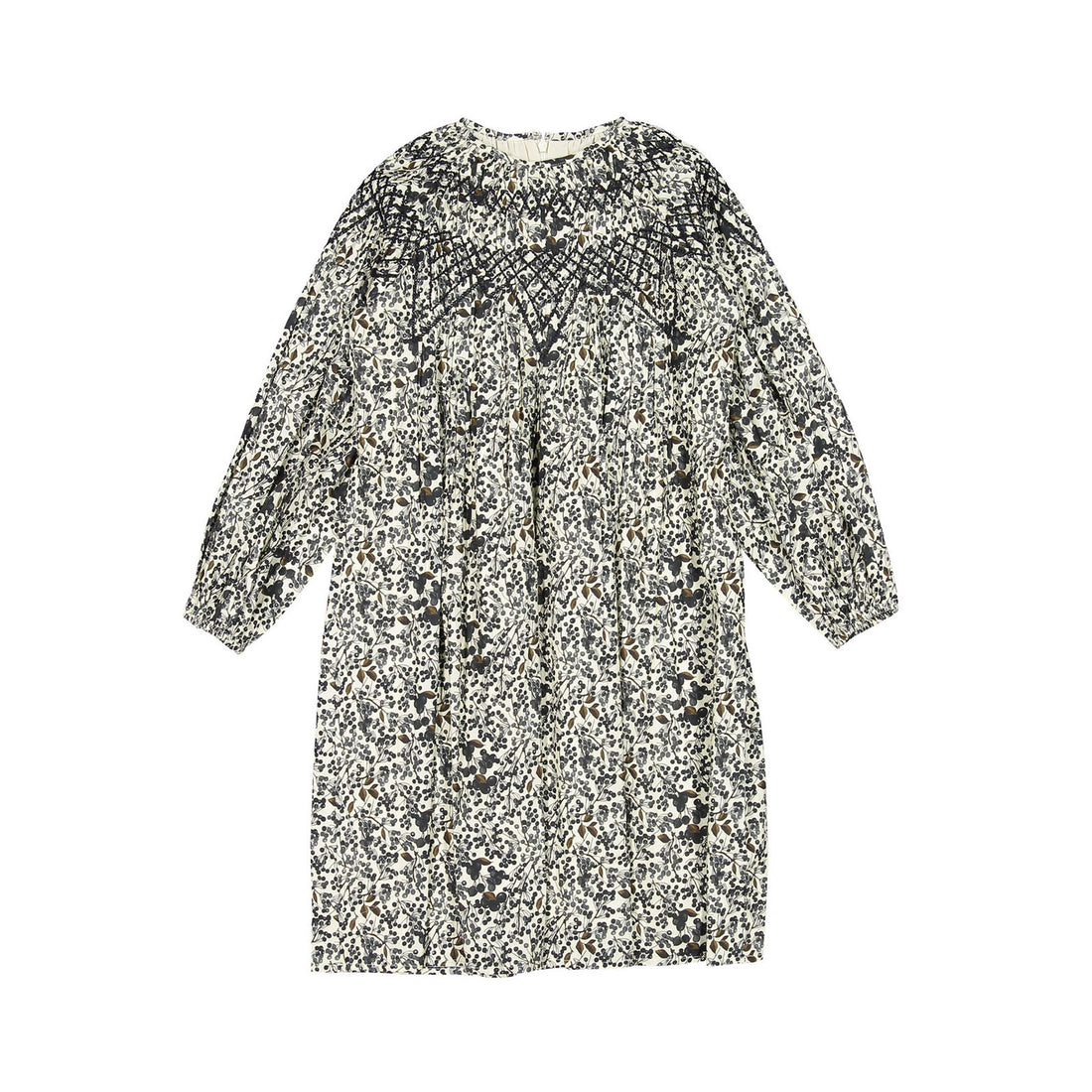 Darlin Beige Smocked Cotton Dress