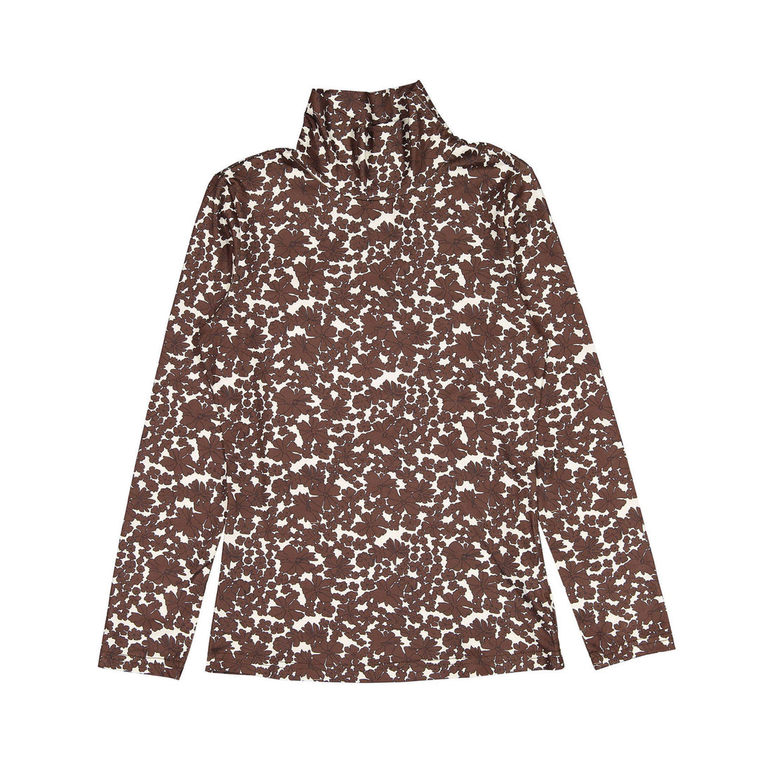 Ava and Lu Brown Floral Turtleneck