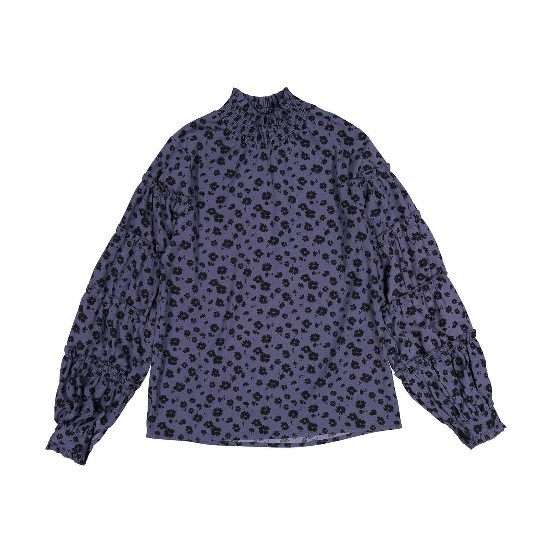Ava and Lu Blue Flowers Allover Blouse