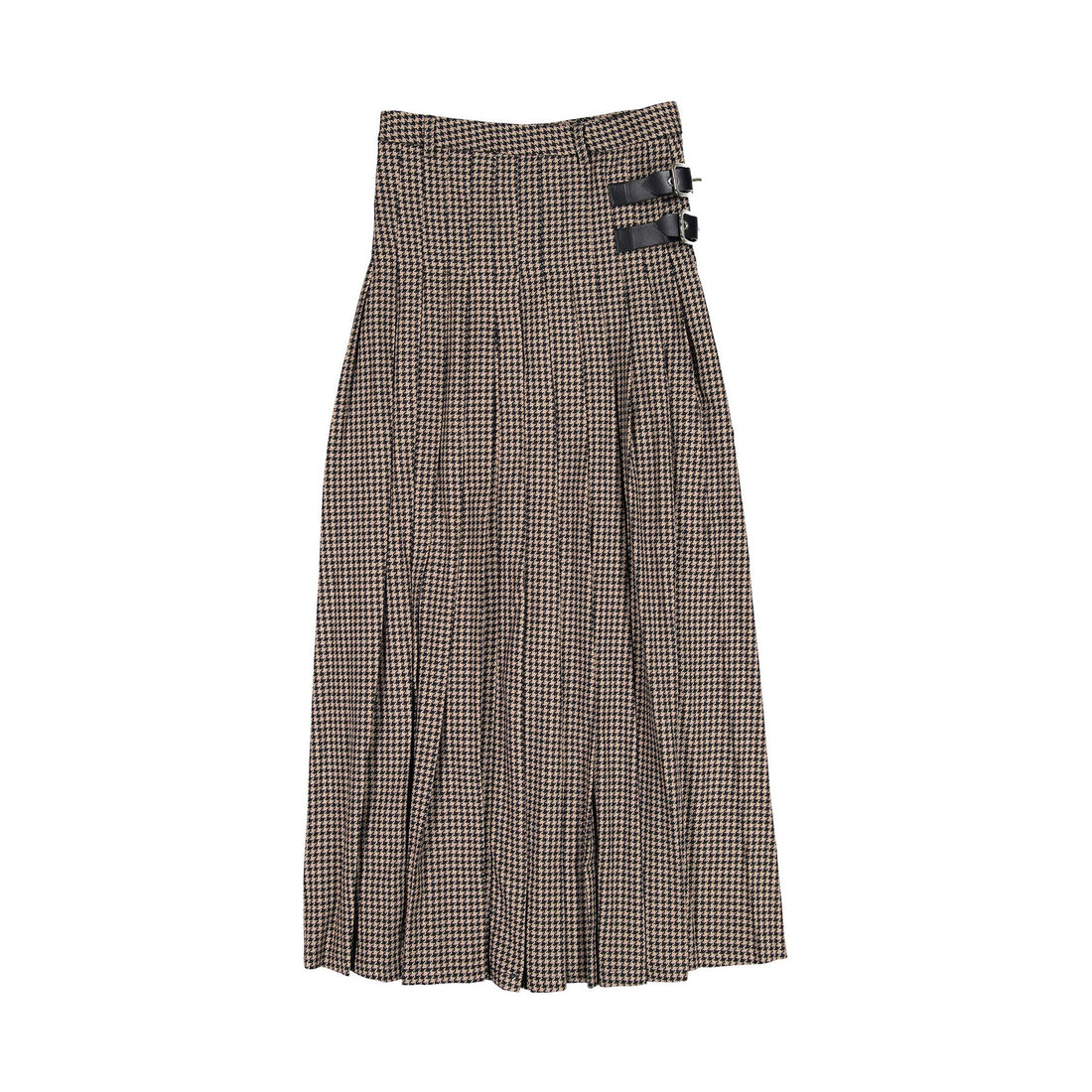 Ava and Lu Beige Houndstooth Buckle Skirt