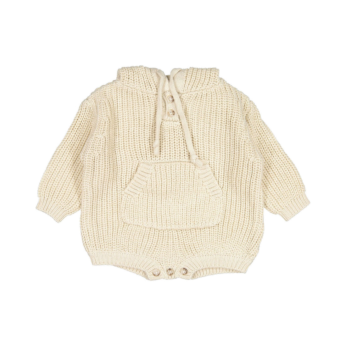 Bebe Holic Hoody Knit Romper - Beige