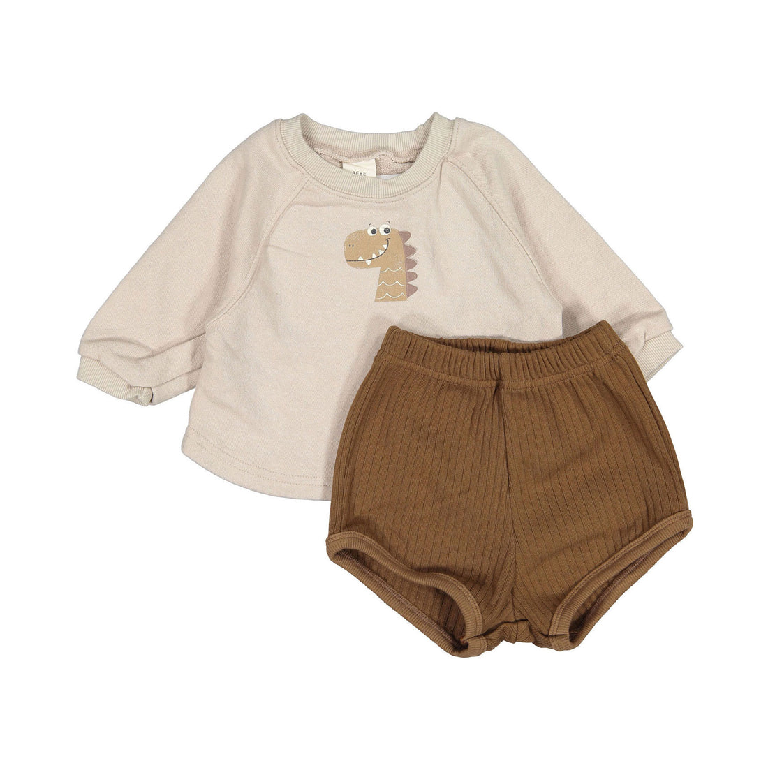 Bebe Holic Dano Color Top Bottom Set - Brown-Bloomer