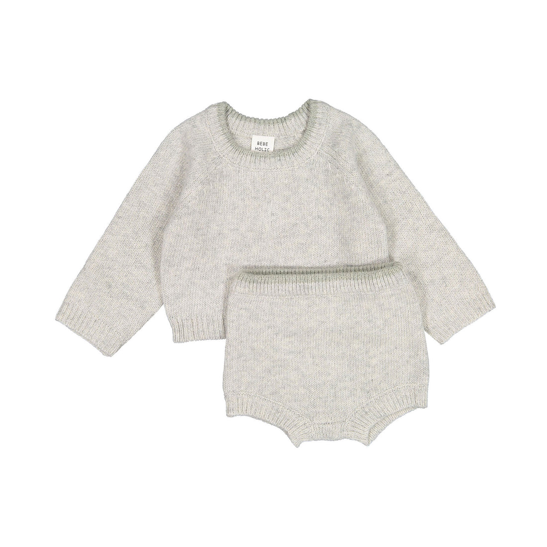 Bebe Holic Color Knit Top Bottom Set - Grey