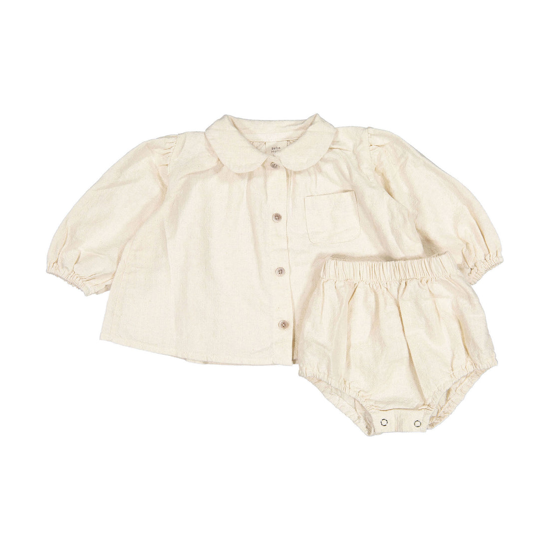 Bebe Holic Circle Collar Top Bottom Set - Cream
