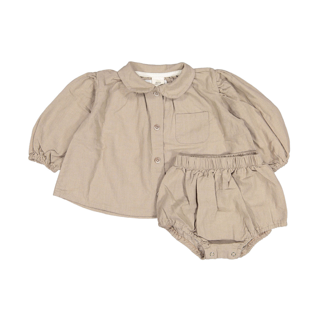 Bebe Holic Circle Collar Top Bottom Set - Beige