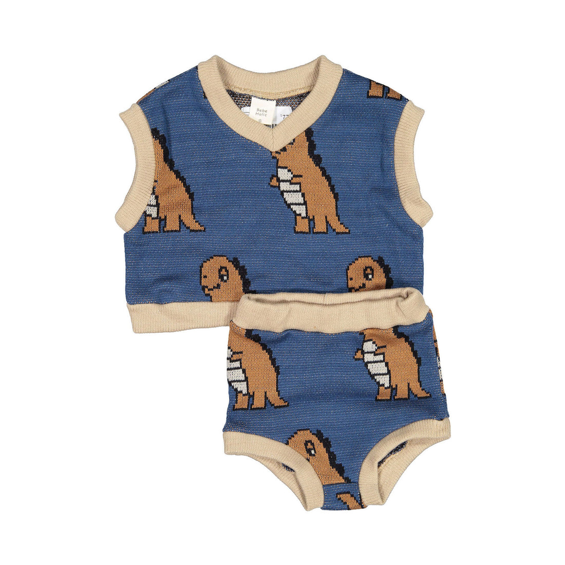 Bebe Holic Knit Vest Top Bottom Set - Navy