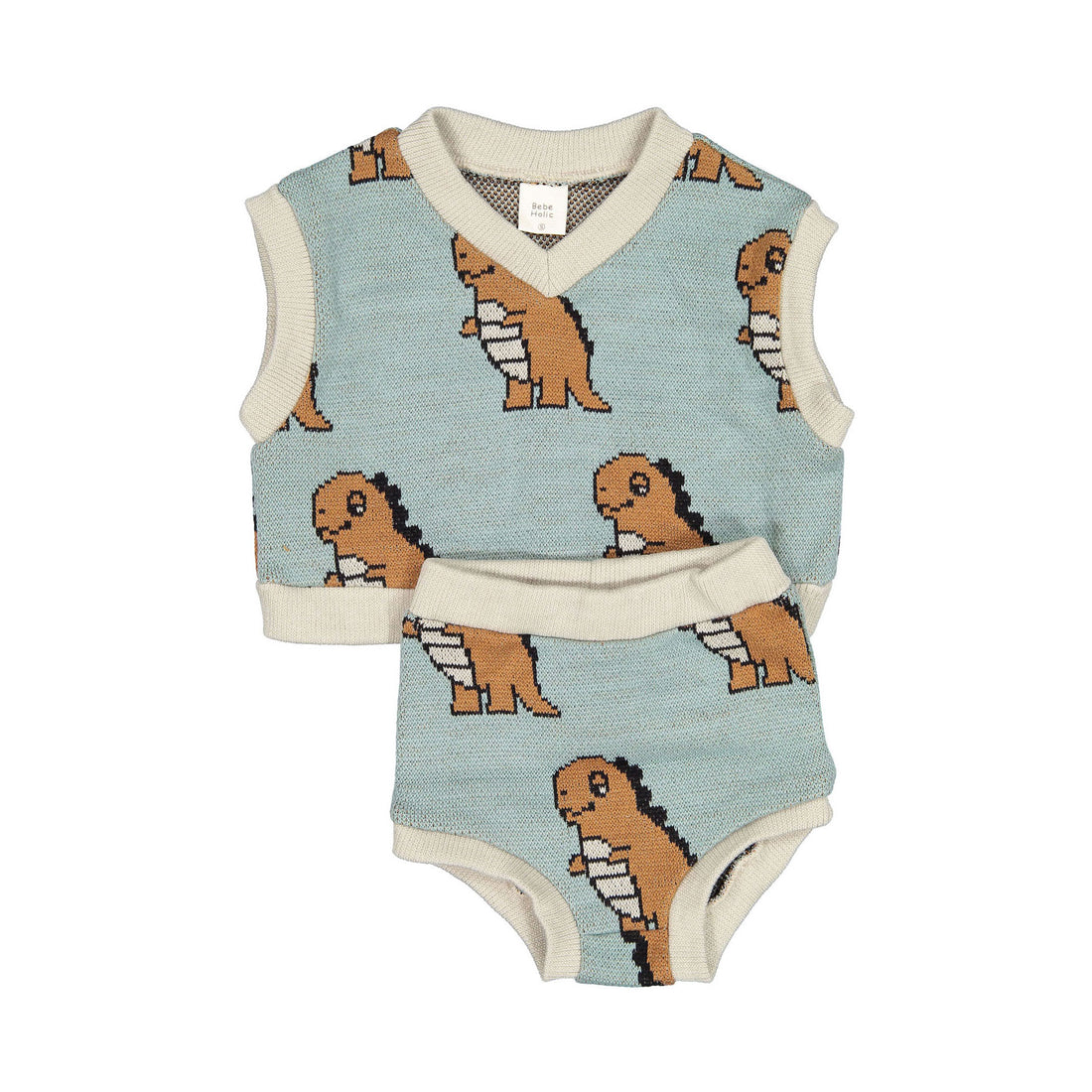 Bebe Holic Knit Vest Top Bottom Set - Mint