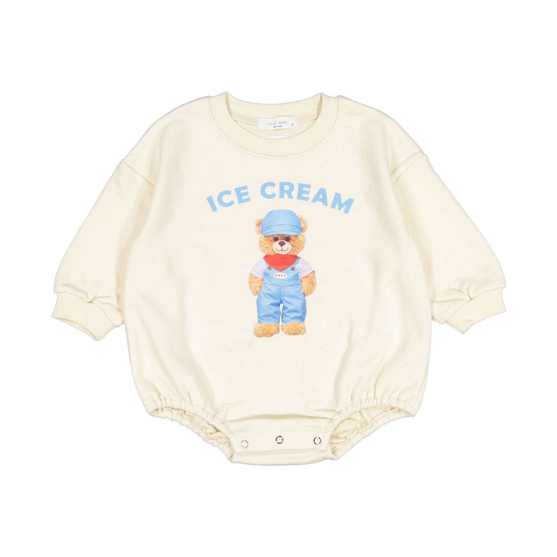 Oott Bebe Ice Cream Bear Romper - Cream