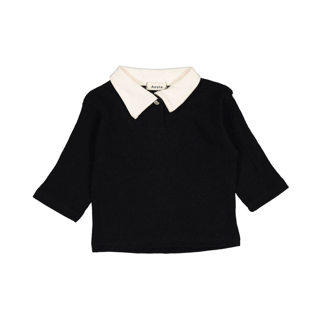 Aosta Waffle Collar Tee - Black-Bread