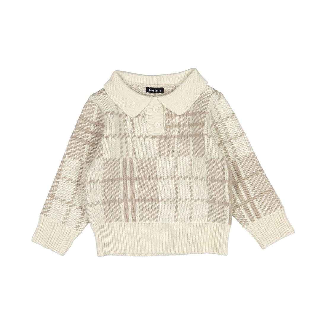 Aosta Dandy Collar Knit - Beige-Check
