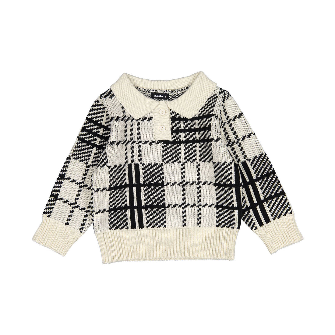Aosta Dandy Collar Knit - Black-Check