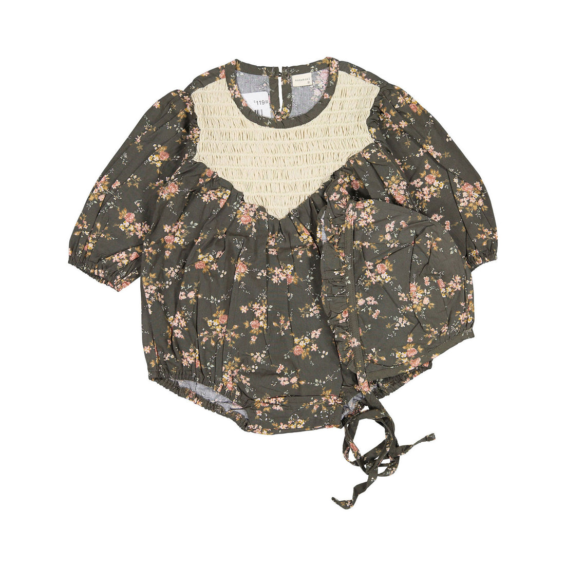 Nunubiel Ara Romper With Bonnet - Khaki