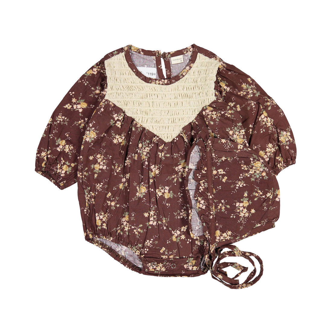 Nunubiel Ara Romper With Bonnet - Brown