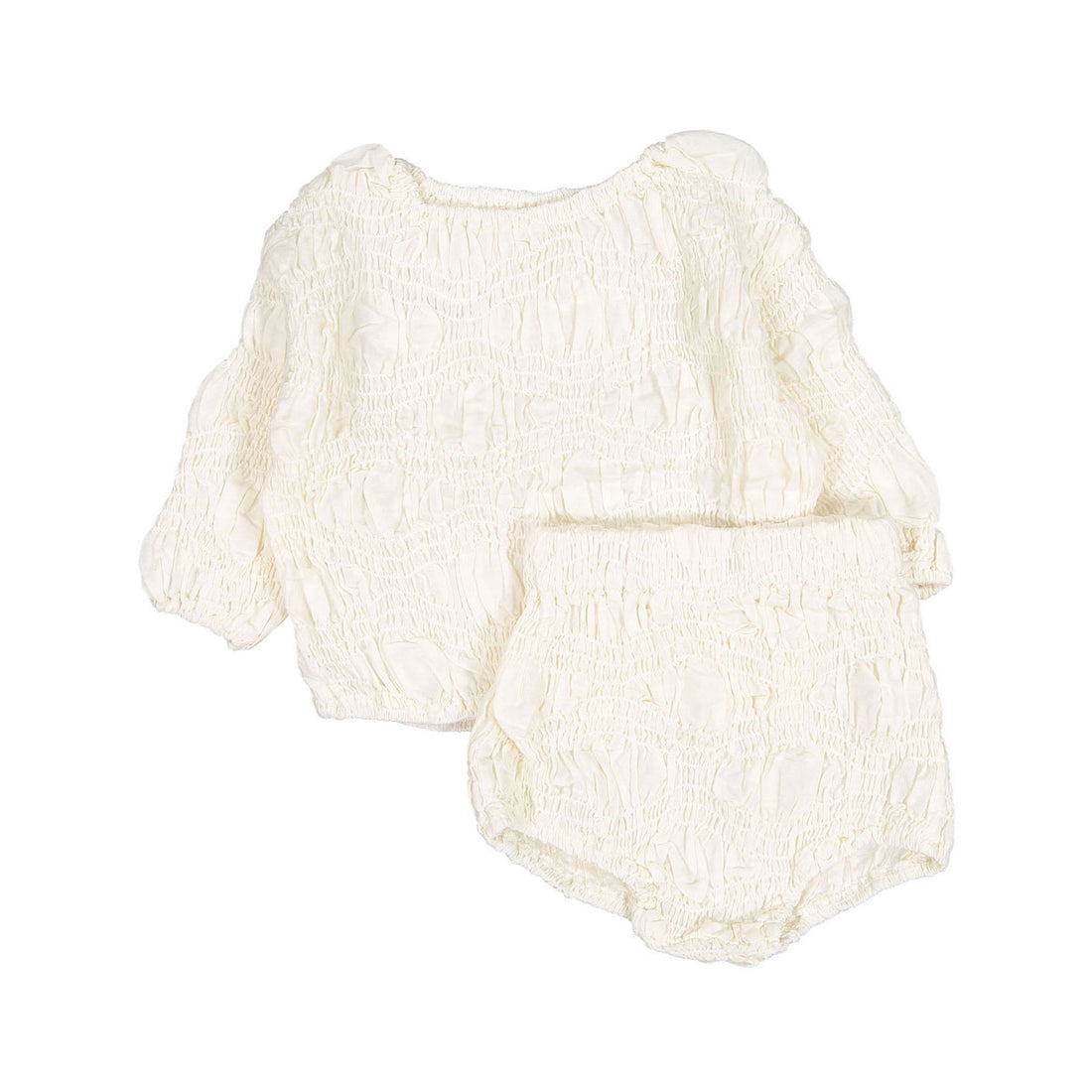 Nunubiel Bebe Wave Top Bottom Set - Cream