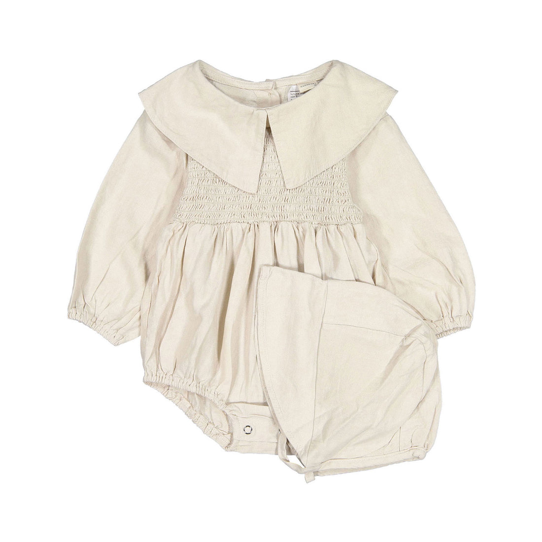 Nunubiel Atelier Romper With Bonnet - Beige