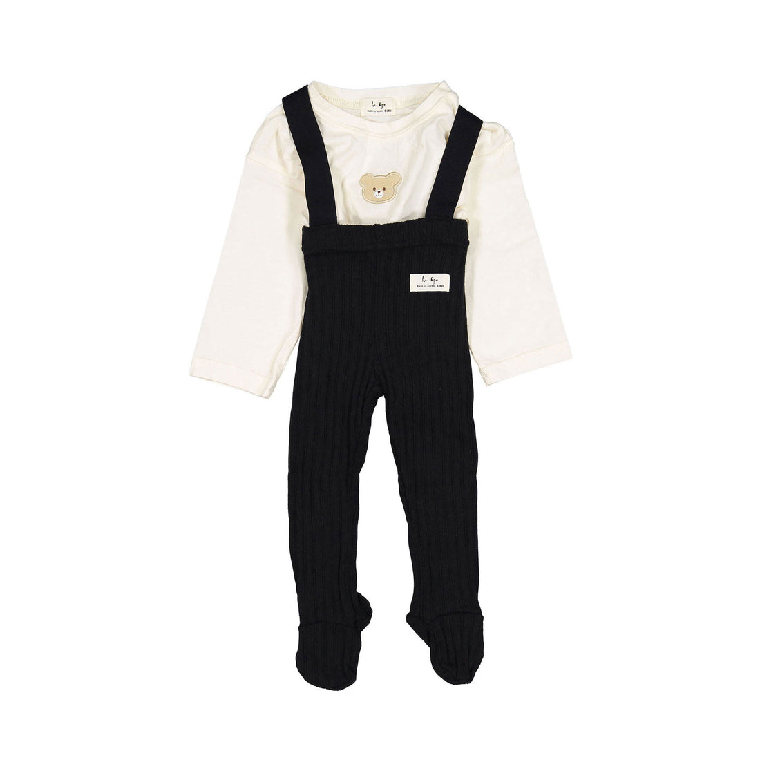 Hi Byebebe Roem Rib Dungarees Tee Set - Black