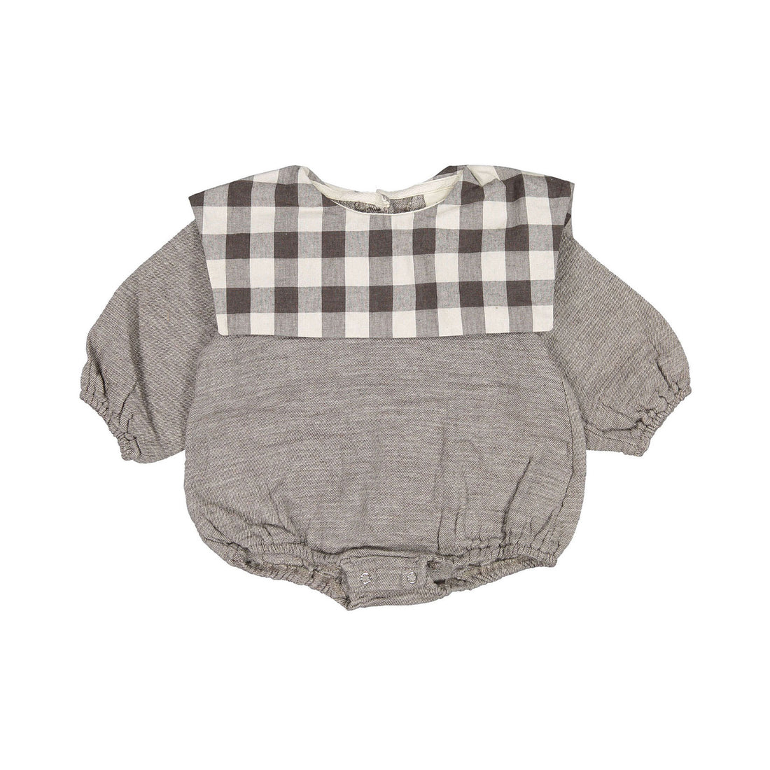 Bebe Holic Check Collar Romper - Brown