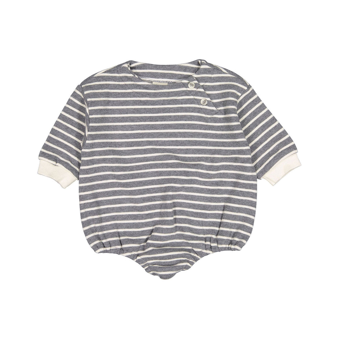 Bebe Holic Bay Stripes Romper - Charcoal