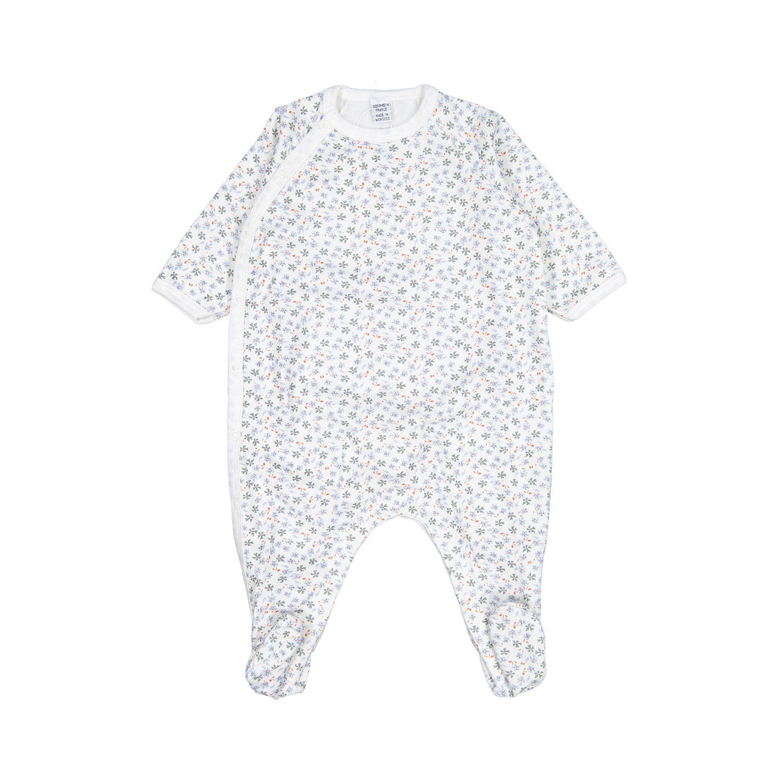 Petit Bateau Baby Side Snap Footie With Allover Print