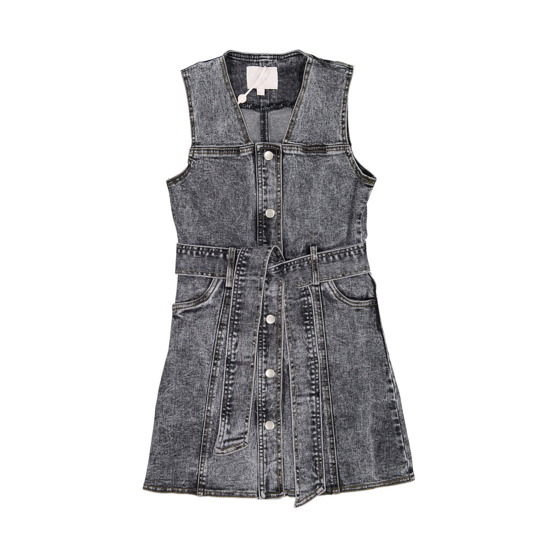 Steph Grey Stone Wash Denim Button Pinafore