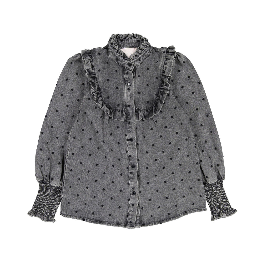 Steph Grey Stone Wash/Black Embroidered Dot Shirt