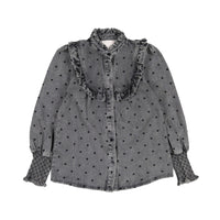Steph Grey Stone Wash/Black Embroidered Dot Shirt
