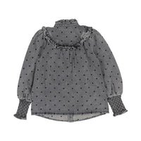 Steph Grey Stone Wash/Black Embroidered Dot Shirt