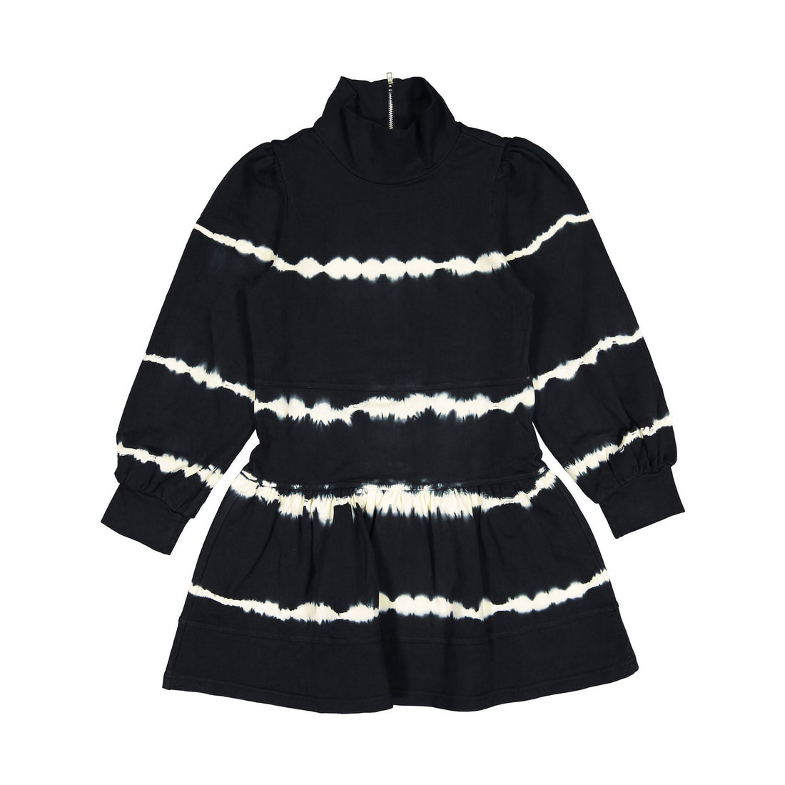 Steph Black Tie Dye Sweat Turtleneck Dress