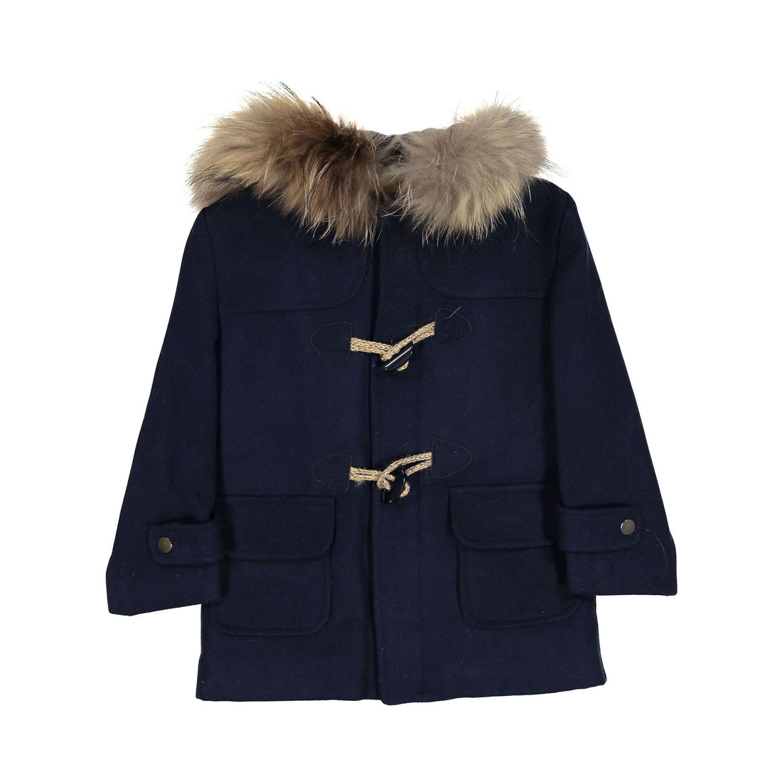 Manuelle Frank Blue Toggle Wool Hooded Jacket