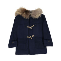 Manuelle Frank Blue Toggle Wool Hooded Jacket