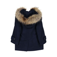 Manuelle Frank Blue Toggle Wool Hooded Jacket