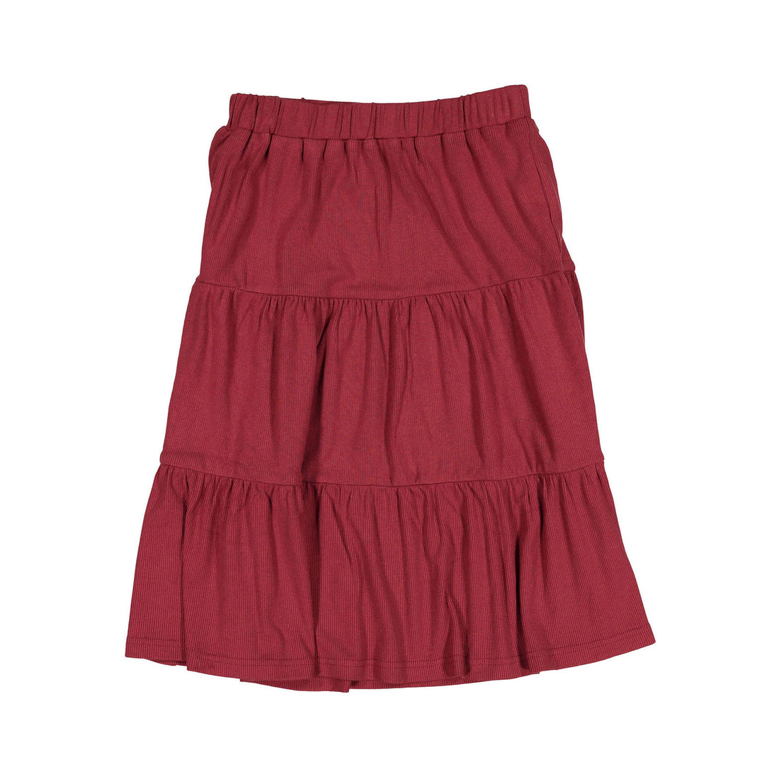 zero + us Burgundy Soft Ribbed Tiered Skirt