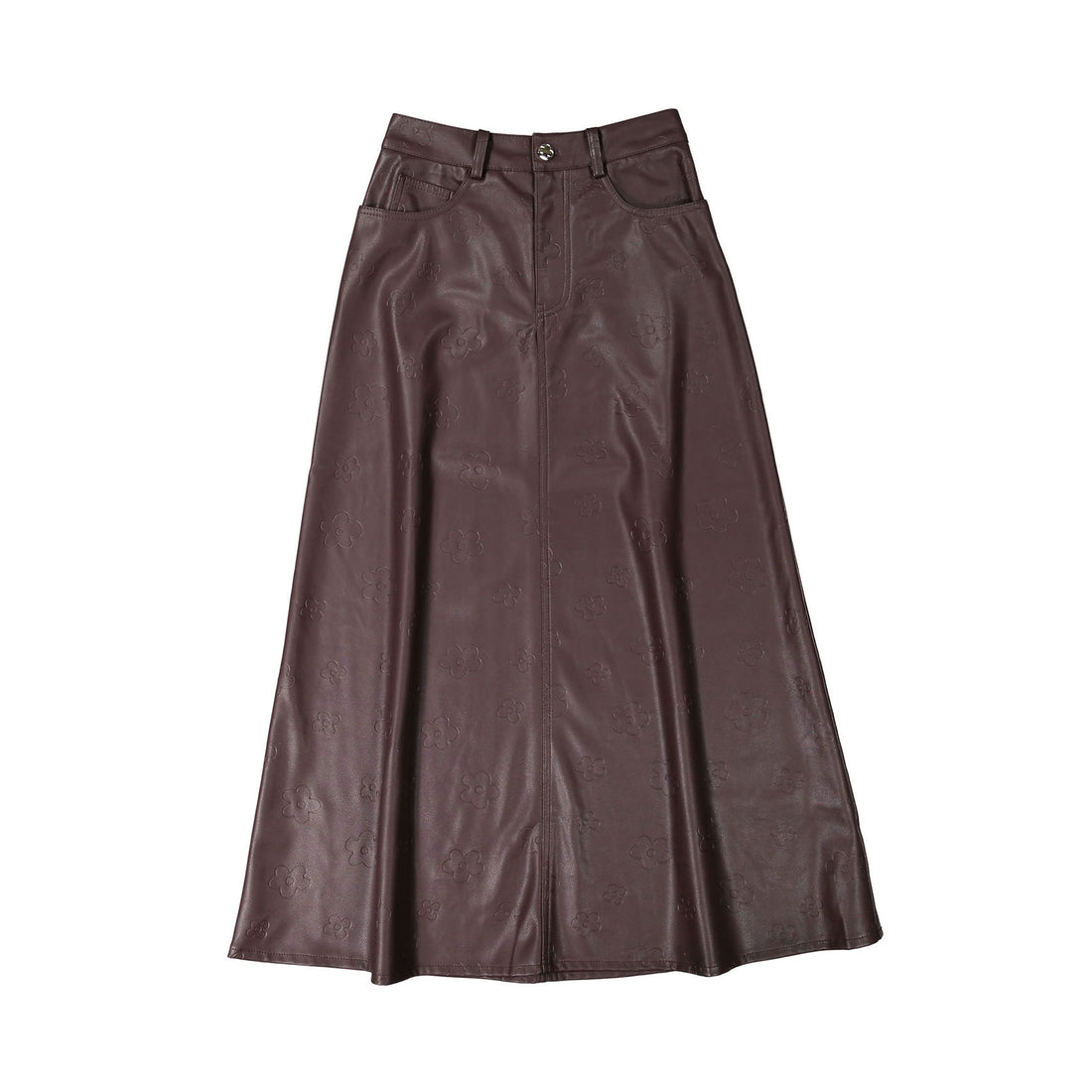 Ava Jeans Brown Embossed Leather Skirt