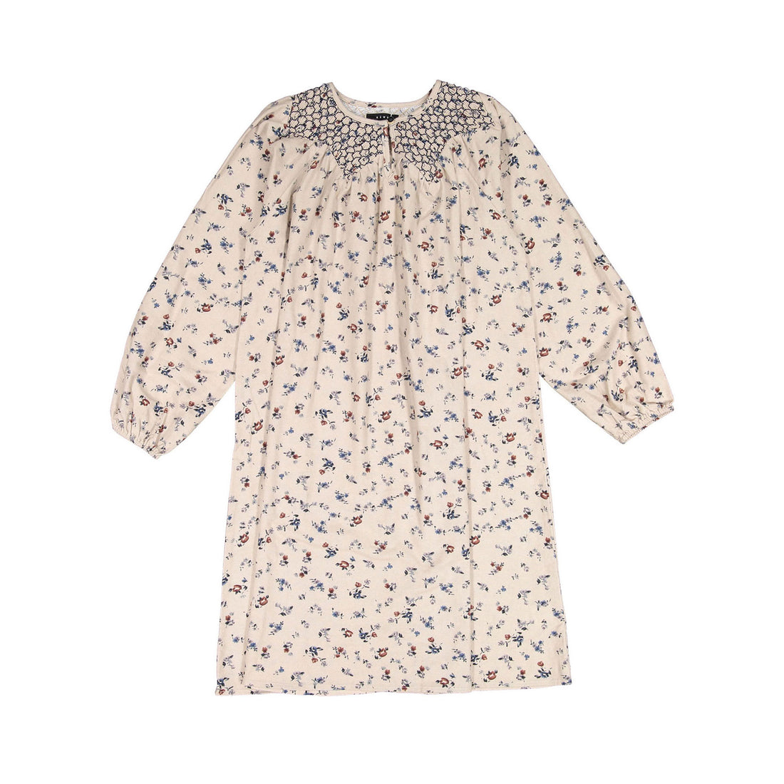 ROWE Beige Floral Smock Yoke Dress