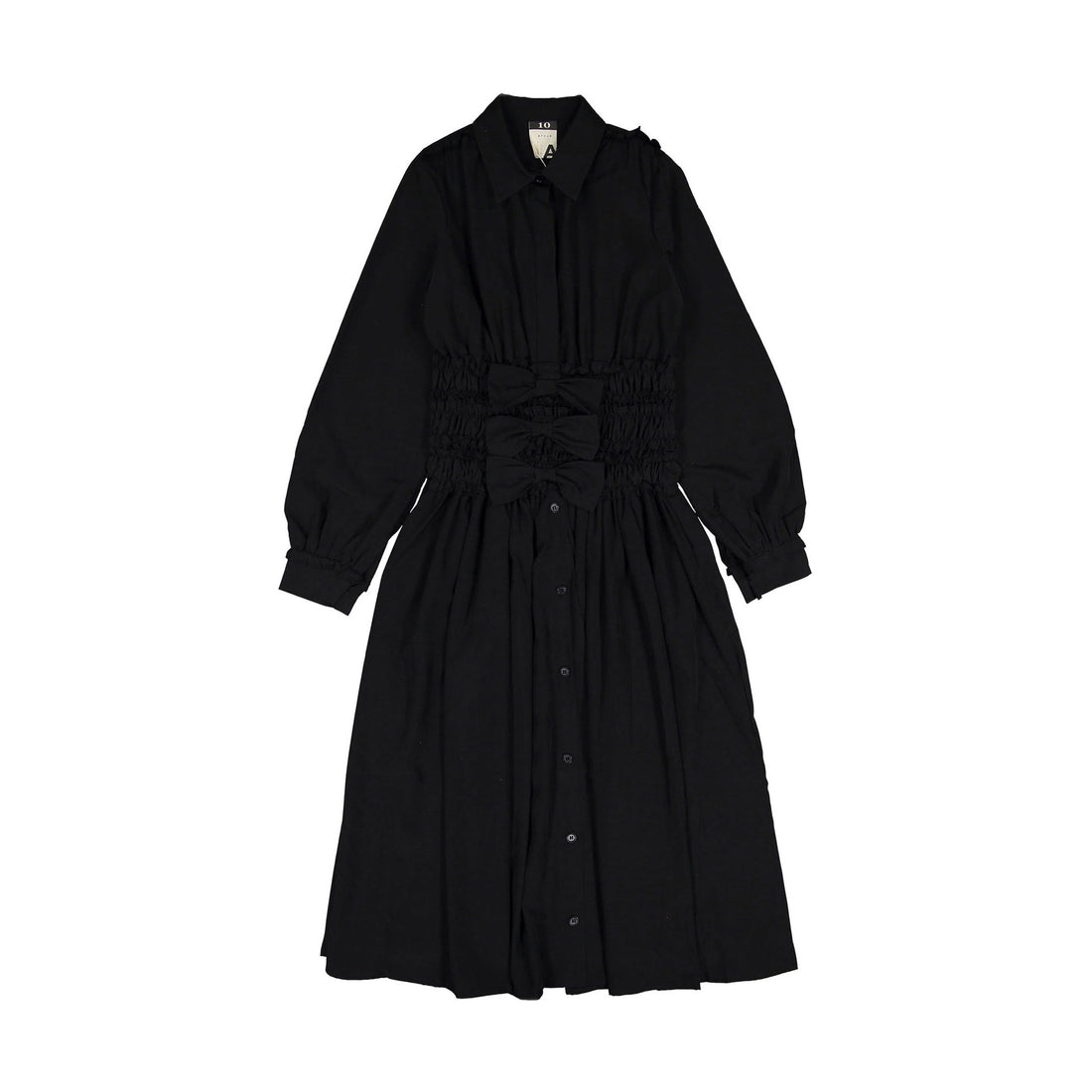 A4 Black Bow Detail Shirt Dress
