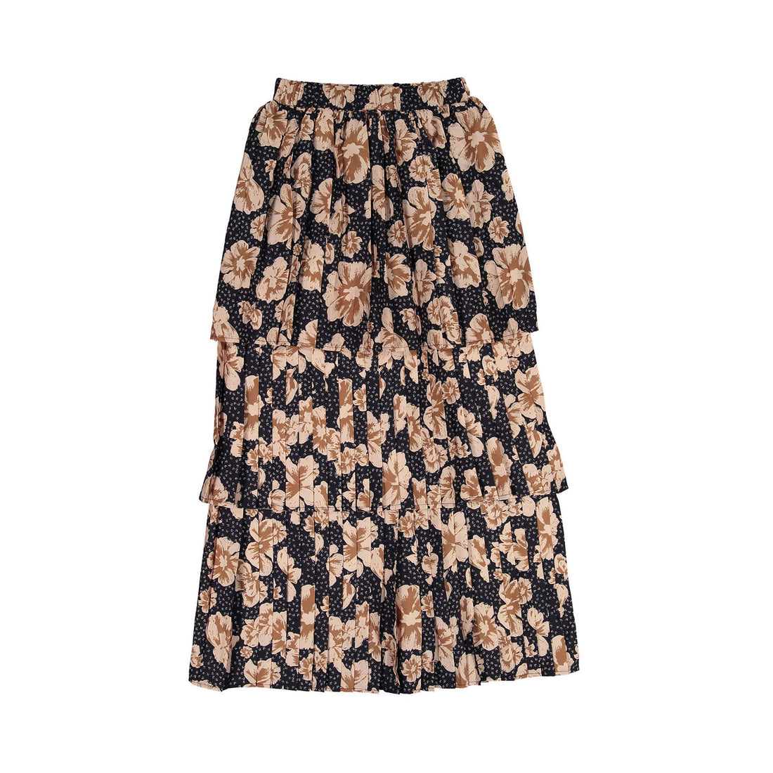A4 Large Floral Layered Pleated Skirt