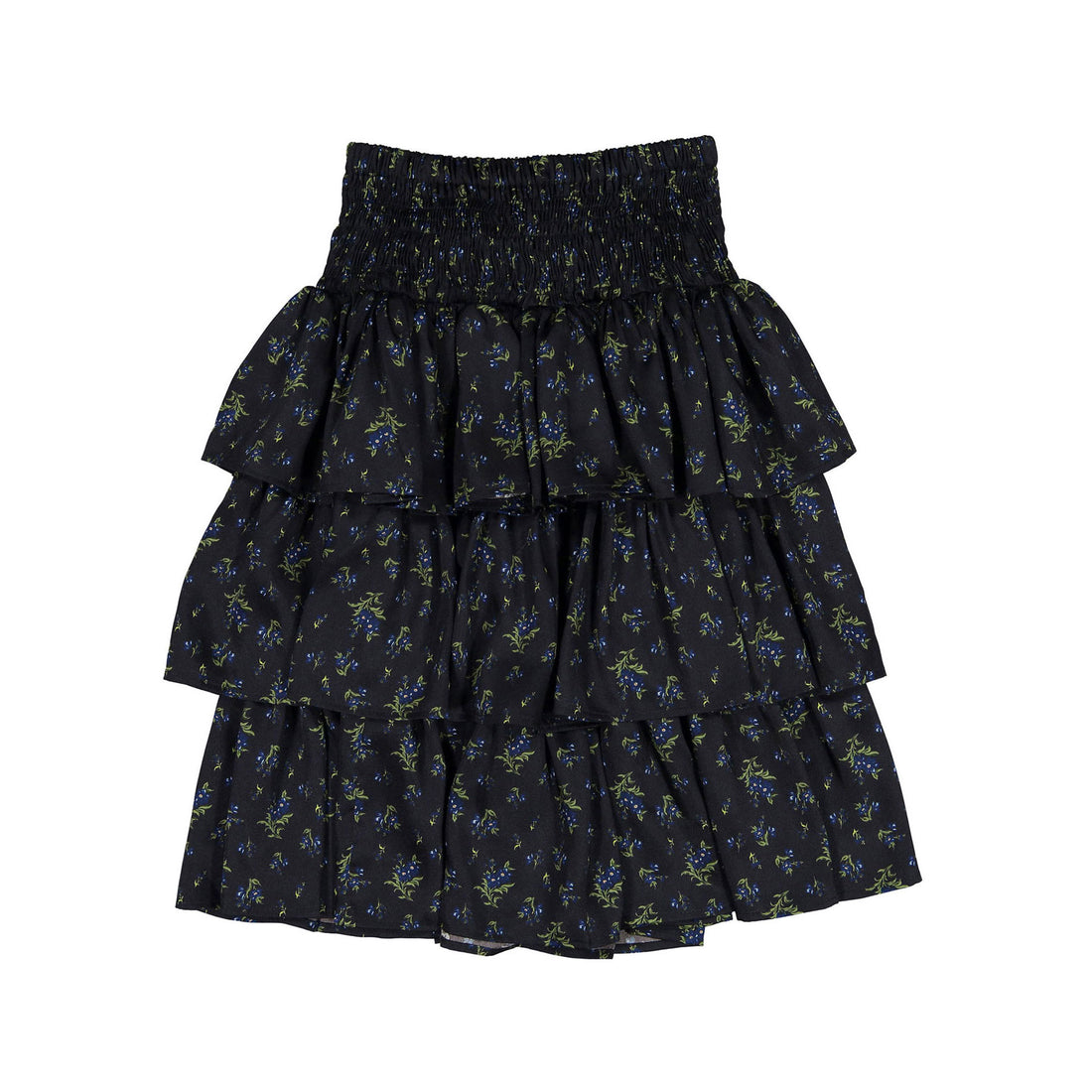Christina Rohde Black/Blue Floral Layered Skirt