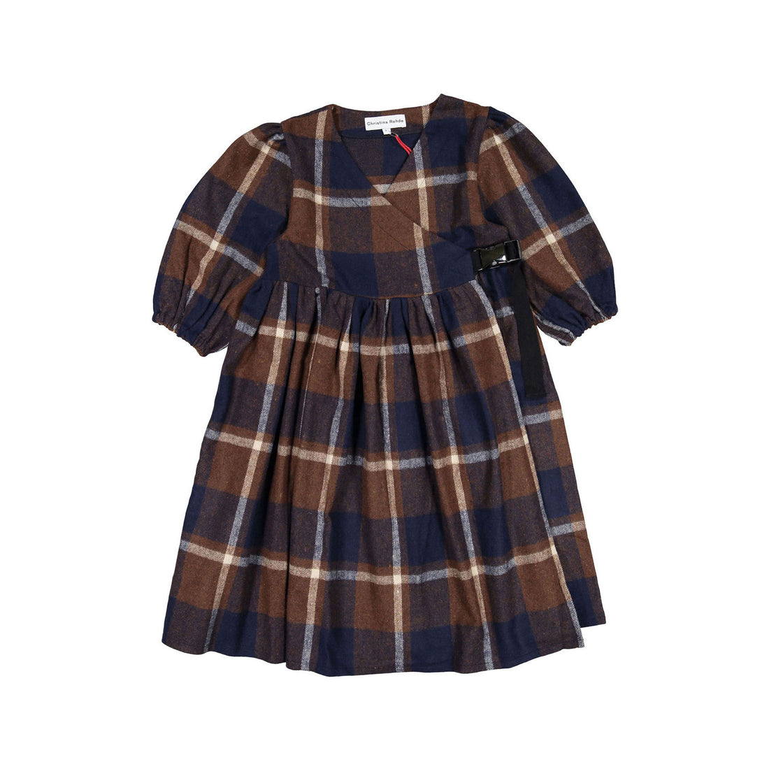 Christina Rohde Brown Plaid Side Buckle Dress