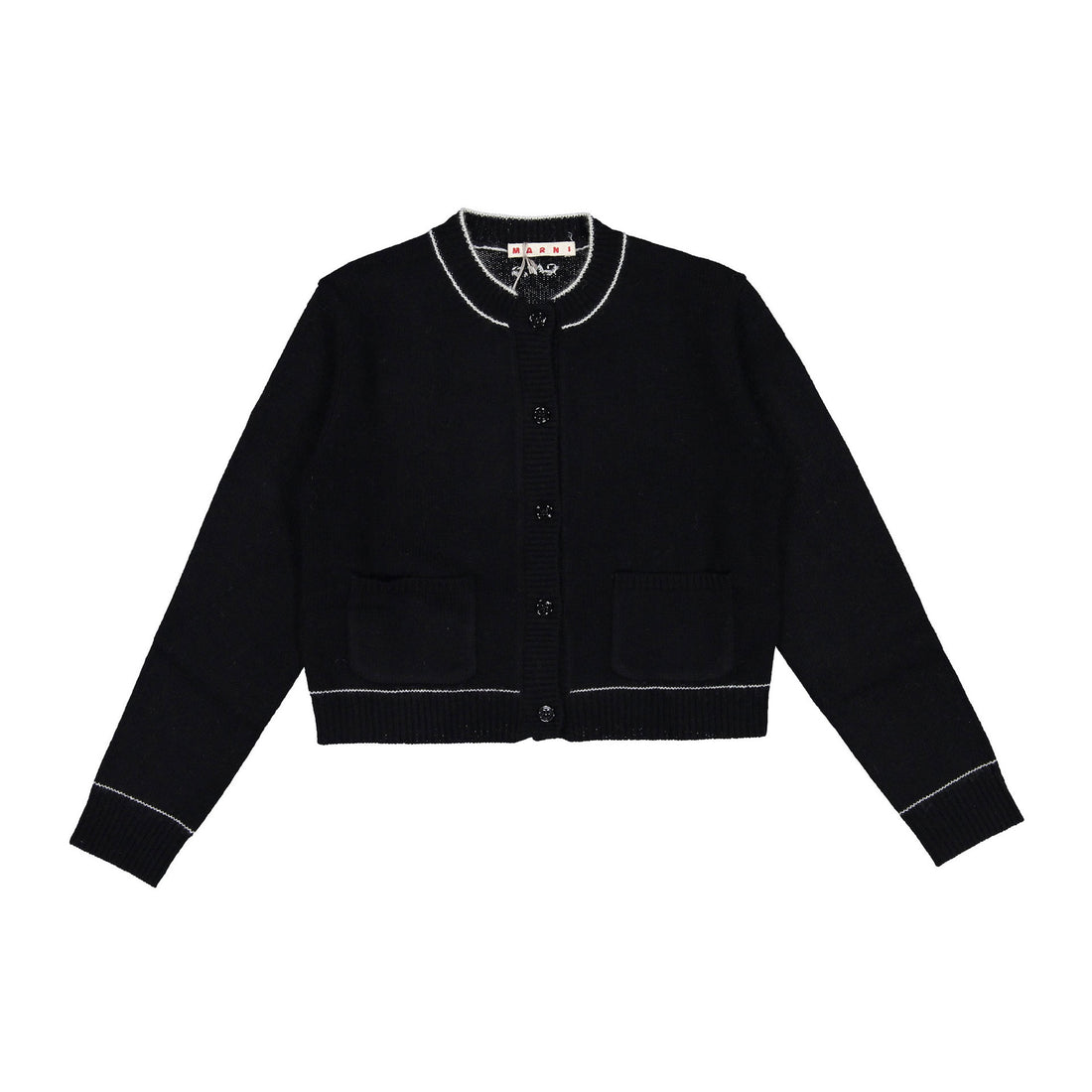 Marni Black Knit Contrast Stitch Cardigan