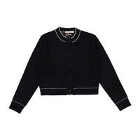 Marni Black Knit Contrast Stitch Cardigan